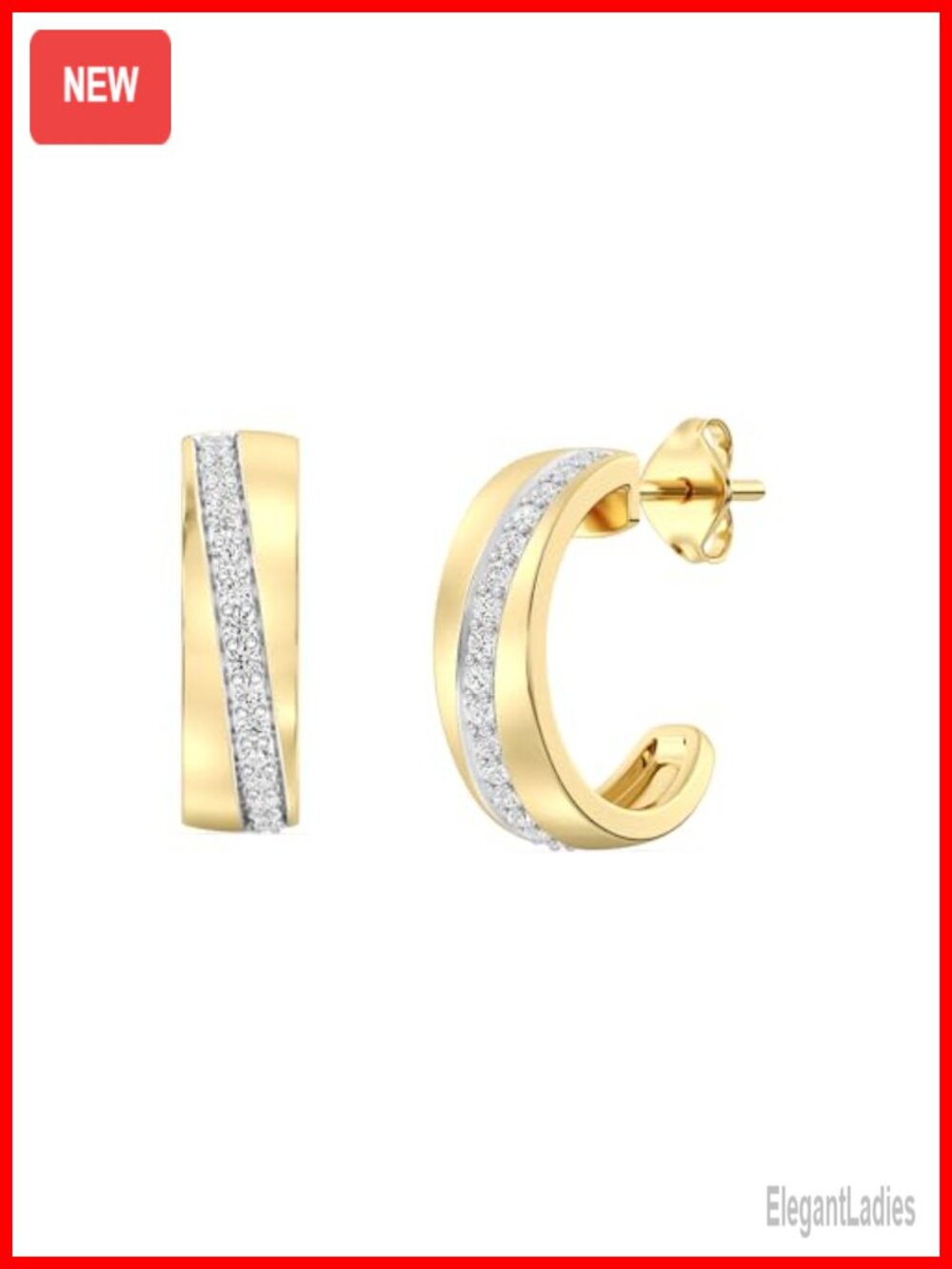 14KT Gold Plated Sterling Silver Lab Grown Diamond Hoop Earrings 0.25 CTTW
